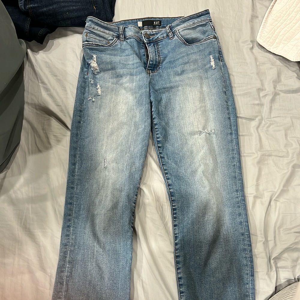 Kut from the Kloth Catherine High Rise Boyfriend distressed light wash